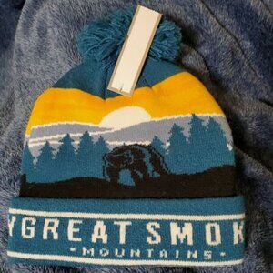 Great Smokey Mountains National Park Cuffed Knit Beanie Cap Pom Pom Hat